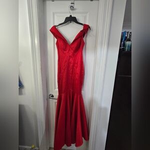 Xscape Off-Shoulder Red Formal Event Dress